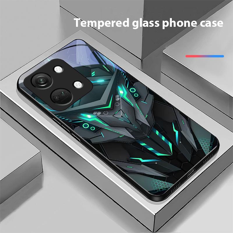 Creative Mech For OnePlus Nord 3 5 6T 7 Pro 8 12 10T Reno8 Lite 5G 10R Nord N30 Hard Shell Tempered Glass Phone Case Black