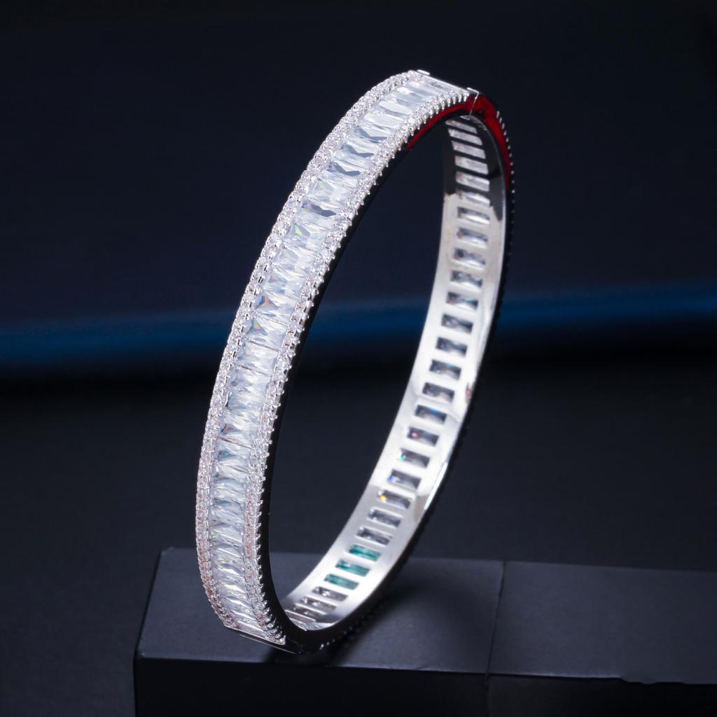 Classic Ladder Zircon Electroplated Real Gold Platinum Bracelet Bracelet Jewelry