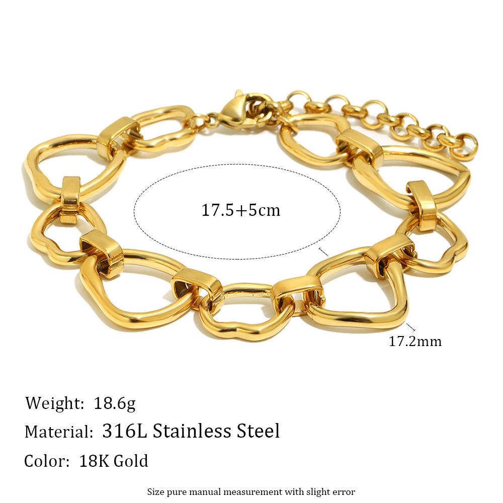 

MamacitaSlay 316L Stainless Steel Irregular Circular Bracelet Necklace 18K Gold Plated Waterproof Jewelry Set Women s Gift