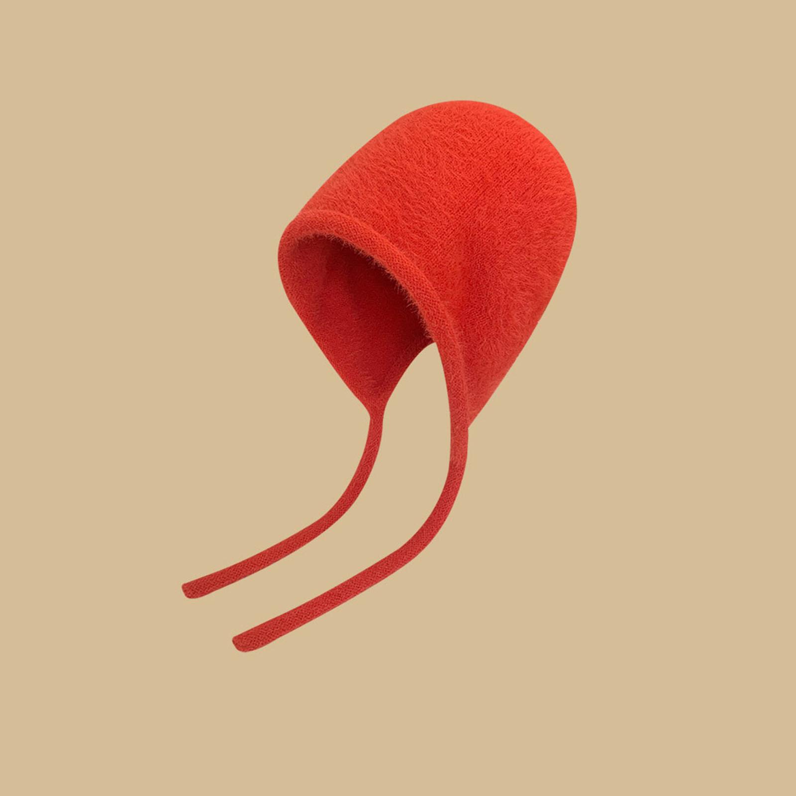 

Женская однотонная рыбацкая шапка с имитацией норки и бархатной переплетной, женская осенне-зимняя теплая мягкая ветрозащитная шерстяная шапка с ушками One Size красный