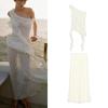 Lace Asymmetric Design Tops 5584365 Lace Translucent High Waist Simple Dress 5584366