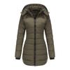 Women’s Hooded Jacket Cotton Padded Light Rain Water Resistant Zipper Closure Windproof Puffer Coats Hidden Side Pockets Winter Long Outwear