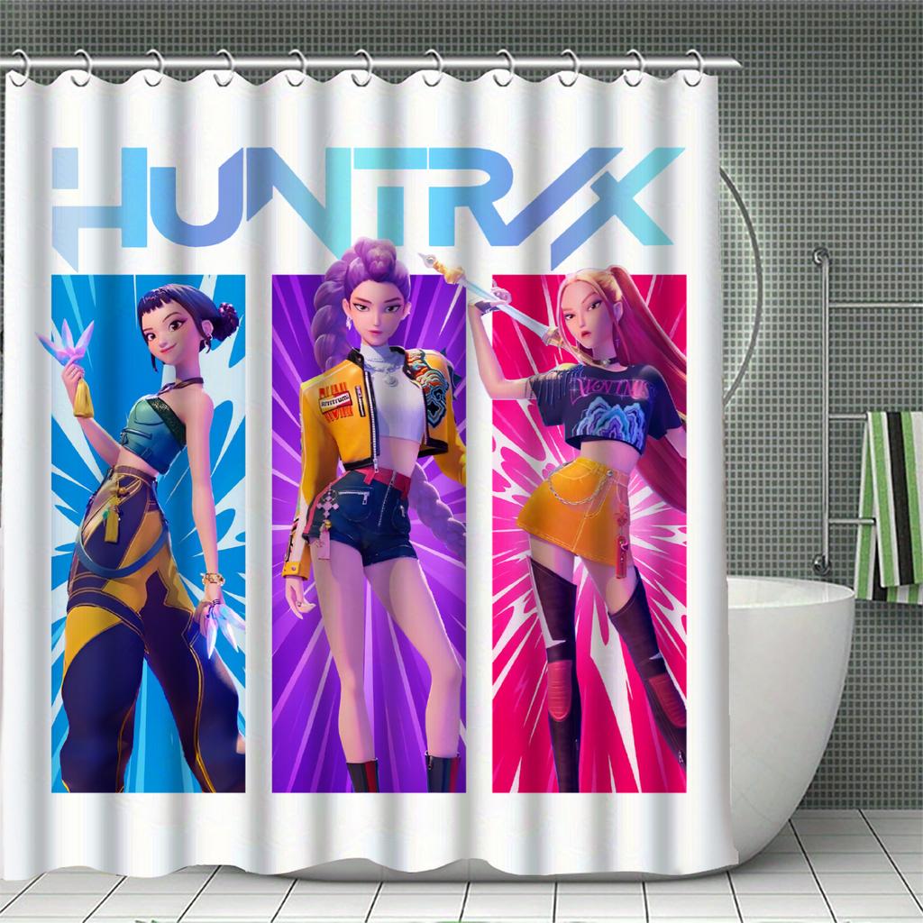 K-POP D-Demon H-Hunters Sprchové závěsy Omyvatelná tkanina Polyester Pro vanu Umění Koupelnová dekorace S háčky Vodotěsný závěs