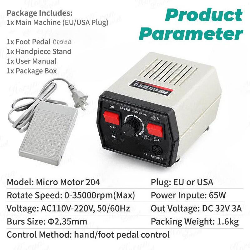 65W Dental Micro Motor Portable Micromotor Dental Polishing Machine Lab Equipment Dentist Nail Drills Tools