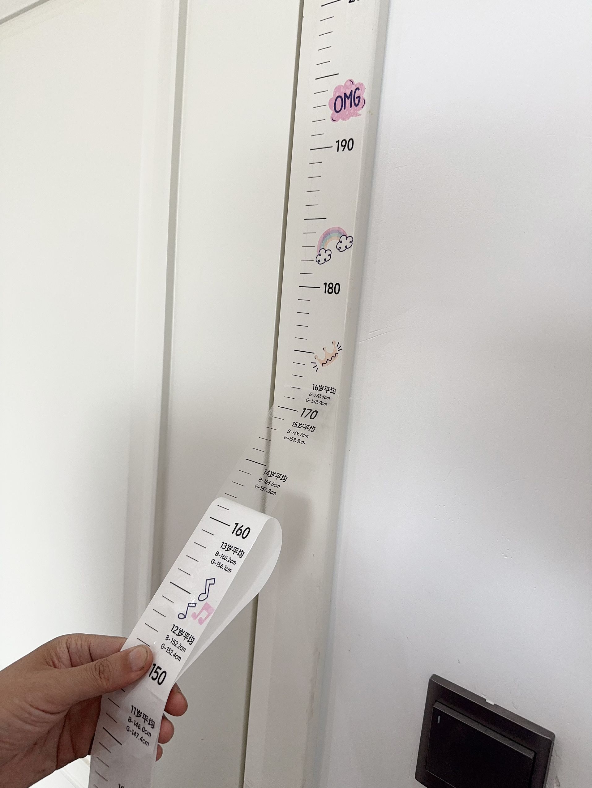 Removable Transparent Height Measurement Wall Stiers Baby Non-Damaging Children s Height Chart Adhesive Decals for Home Decor