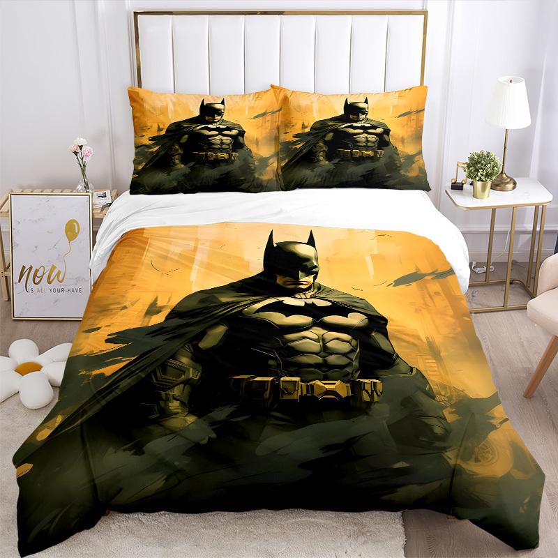 3pcs Batman Bedding Set, Soft Polyester Duvet Cover and Pillowcases Machine Washable Seasons all suitable & Guest Room Decor274