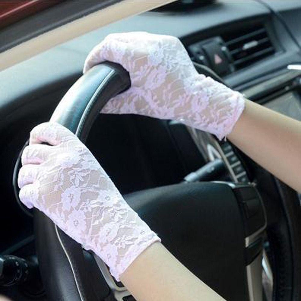 Transparent Lace Flower Gloves Sun Protection Mesh Hollow Gloves Sunscrean Gloves  Ladies/Girls