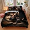 3pcs German Shepherd Dog Family Bedding Set - Includes One Quilt Cover and Two Pillowcases (No Core) - Home Decor Gift for Anime Lovers - Polyester Fa