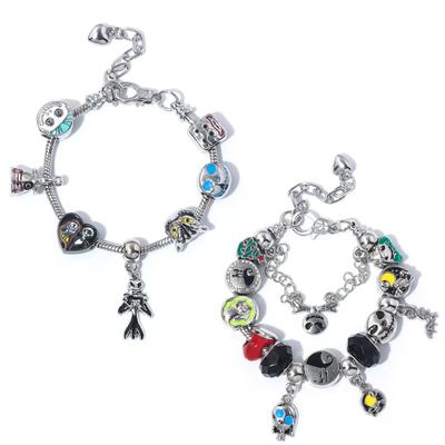 Nightmare Before Christmas Pumpkin Bracelet with Jack & Sally Charms