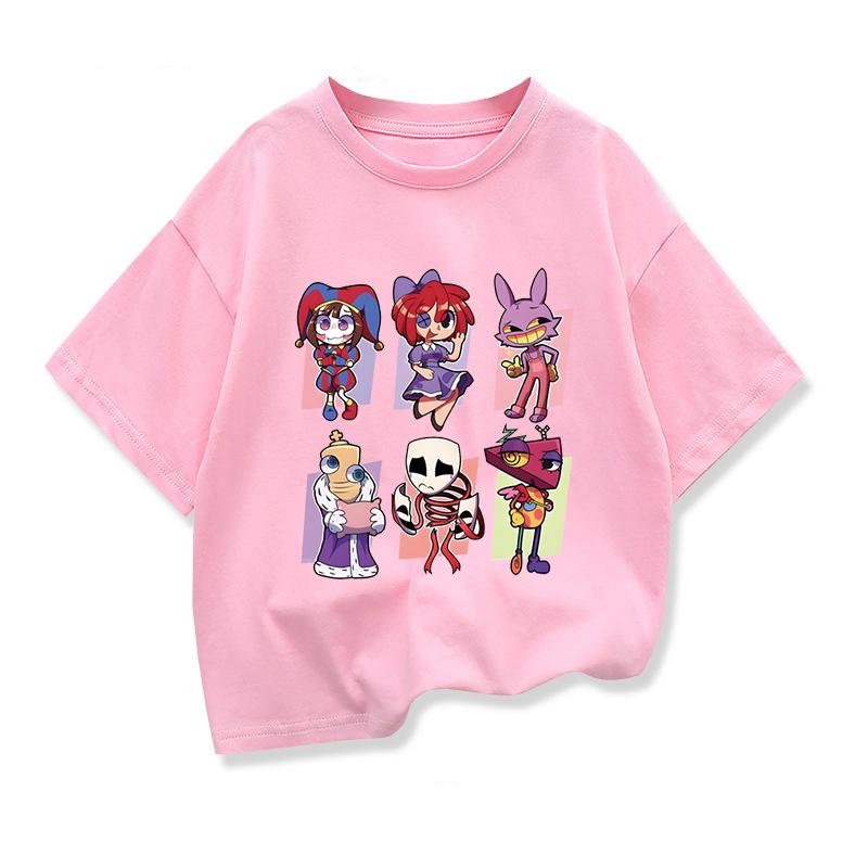 

Детская одежда Футболки Лето Удивительный Цифровой Цирк Графическая Модная Футболка с Коротким Рукавом Детские Свободные Футболки Топы с Круглым Вырезом 150