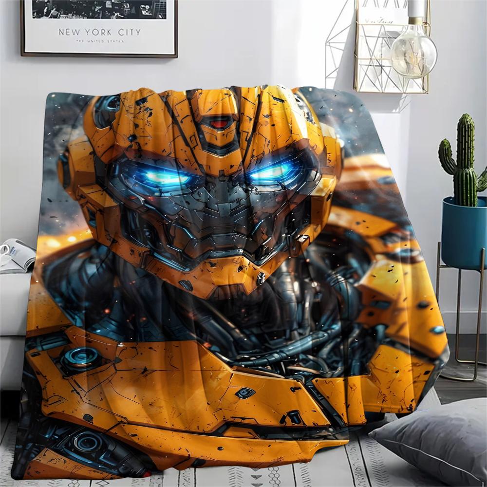 1Pc Bumblebee Print Flannel Blanket, High quality Comfortable for All Seasons, Home Decor, Warmth and Comfort, Perfect for Christmas Gifts
