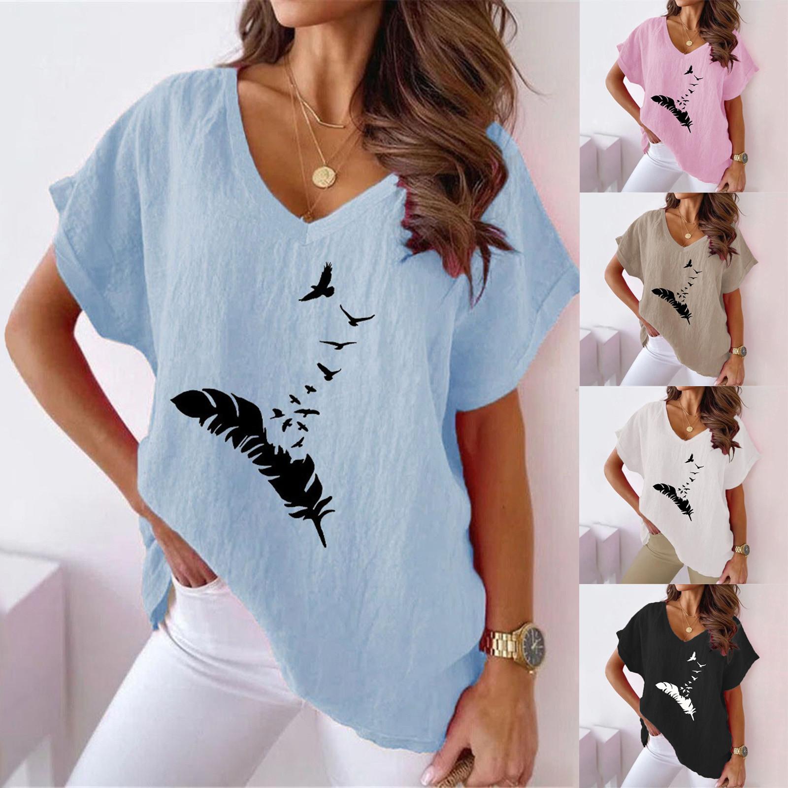 

Жіночі футболки з принтом із V-подібним вирізом, модні зручні жіночі блузи, топи L чорний