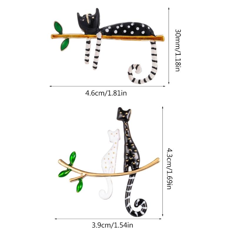 White Cat Lapel Pin for Women Lazy Cat Tree Pin Exquisite Enamel Cute Cat Branch Pin Badge Lapel Pin Jewelry Ornament