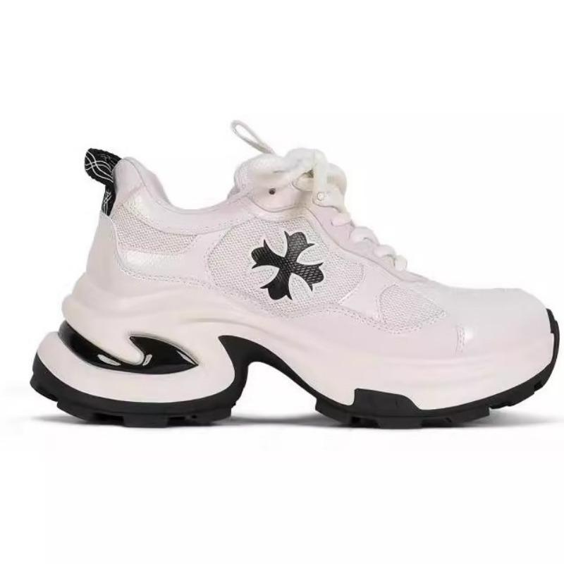 Leather Platform Dad Shoes Women's New Spring Small Man Height Increase Mesh Breathable Sports Casual Women's Shoes