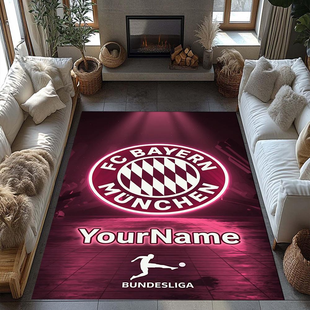 Bayern Munich Customize Your Name Area Rug Perfect for Game Room Study room Foyer Bedrooms Antislip Carpet Anime Office Decor Wedding Party Gift