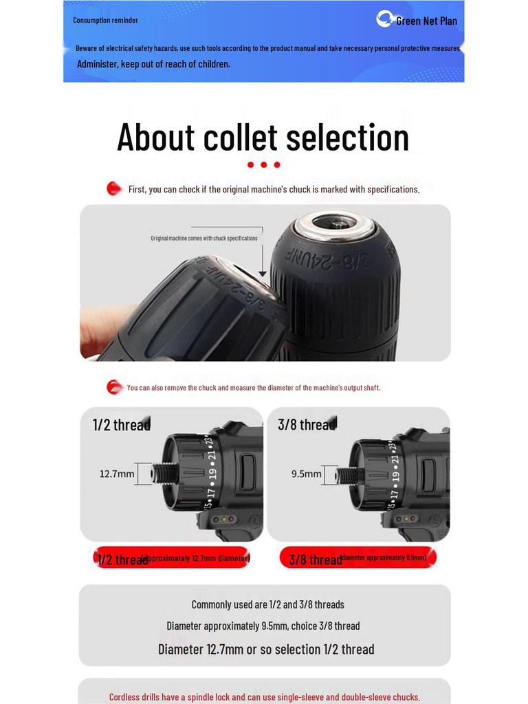 Self-Locking Ratchet Drill Chuck 1.5-13mm Quick-Change Adapter, 20/24UNF.