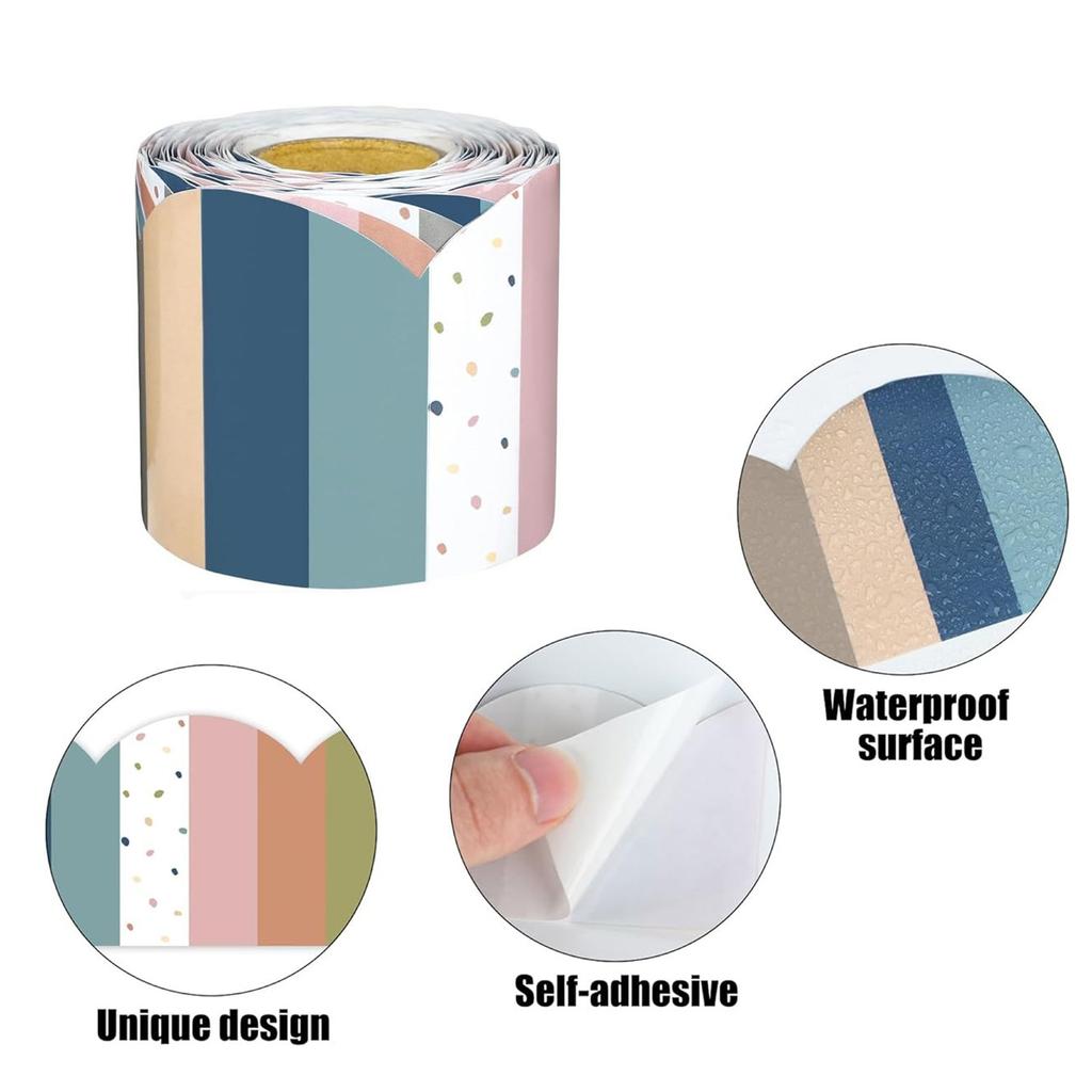 15.2m Bulletin Board Borders Colorful Border Trim Decorative Sticker Bulletin Border Trim for Classroom Decorations