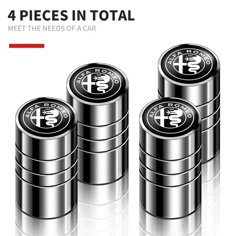 Car Stickers For Alfa Romeo 4Pcs Car Tire Cover Valve Leak-proof Cap For Alfa Romeo 146 147 155 156 159 Stelvio Giulia Giulietta