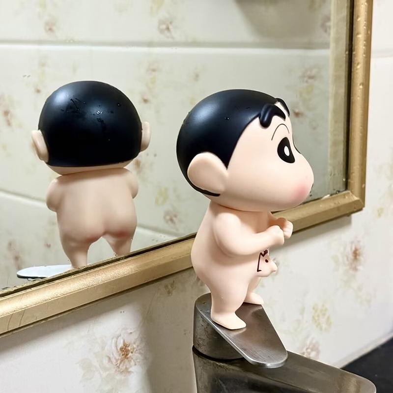 Anime Cute Bathing Elephant Crayon Shin-Chans Bathroom Decorations Cartoon Model Desktop Ornament Funny Gifts For Kids Boys