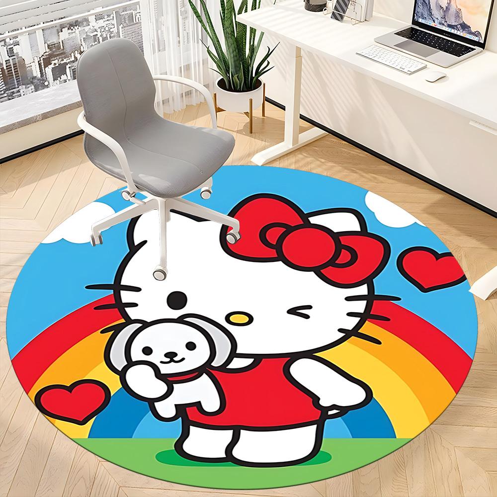 1pz Tappeto per Sedia Hello Kitty per Ufficio Antiscivolo, Tappeto Lavabile in Lavatrice per Ufficio, Decorazione Festiva per Stanza per Natale, Compleanno Poliestere