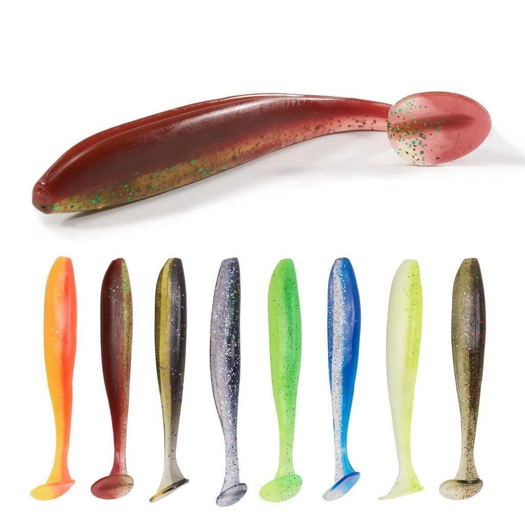 Two-Color T-Tail Soft Fishing Bait - 5.5cm, 6.5cm, 7cm Smooth Worm Lure