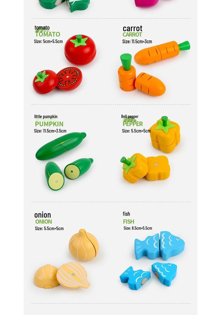 Qie Qie Le Kids' Educational Wooden Kitchen Toy Set: Magnetic Fruits & Vegetables for Ages 4-6