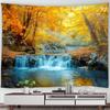 Autumn Forest Scenery Tapestry Wall Hanging Decor Red Leaves Maple River Fall Nature Landscape Tapestry Indoor Home Decorations
