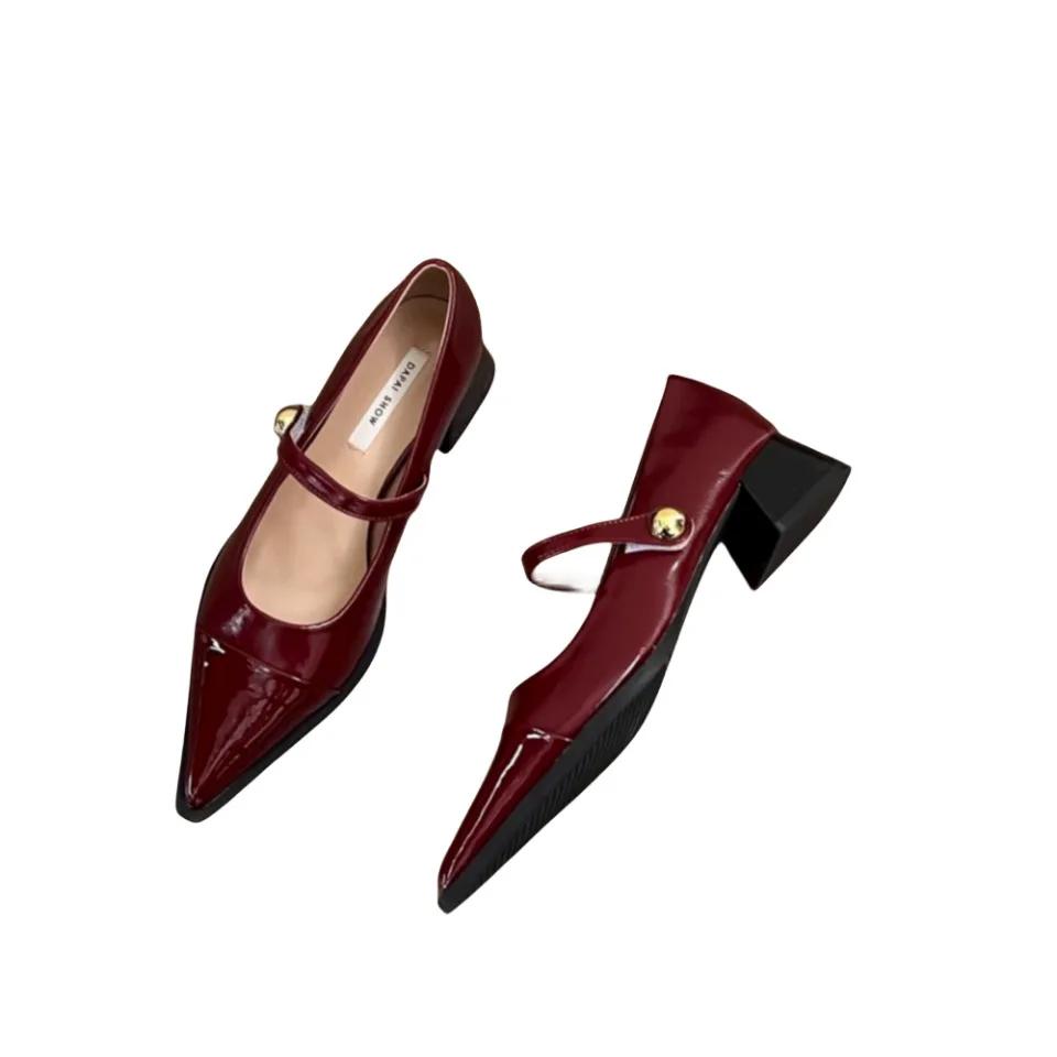 Women's High-heeled Pointy Pumps Spring New Fashion Pointed Toe Party Shoes Woman Simple Thick Heeled Ladies Thick Single Shoes