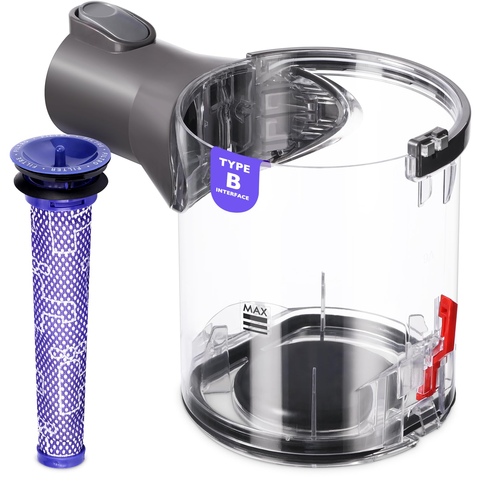

Пылесборник для пылесоса Dyson V6 DC58 DC59 DC62 DC74 Запасная часть пылесборника для Dyson V6 DC58 DC59 DC62 DC74 Пылесборник для интерфейса B [Товар]