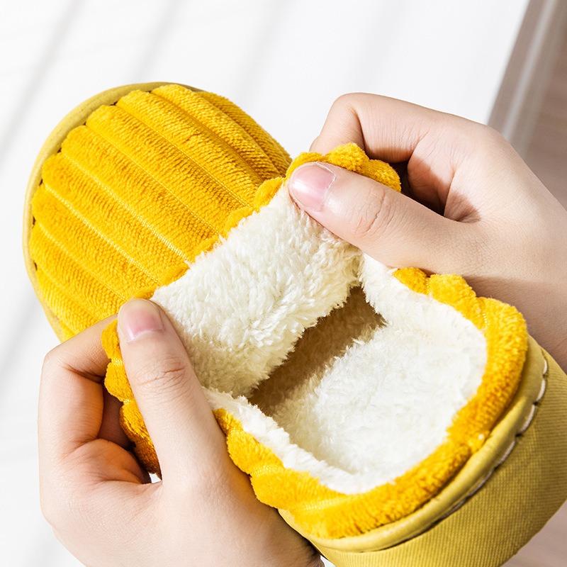 Cotton slippers women's autumn and winter home indoor thick bottom warm non-slip home couple cute plush cotton drag men's winter models