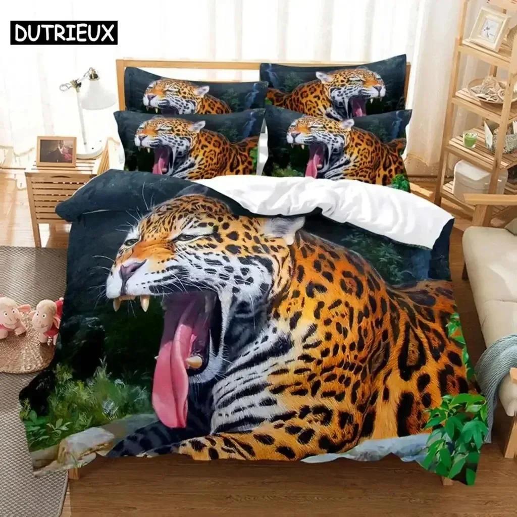 Luxuriös Neu 3D-Druck Tiger Bequemer Bettbezug Bettdecke Kissenbezug Bettwäscheset Kinder Schlafzimmer Dekoration Heimtextil