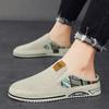 Corduroy Semi-Drag Men Casual Shoes Half Shoes For Men Mules Slipper Outdoor Sandals Summer Backless Board Shoes Flat Man Slides