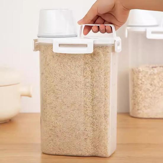 Grain Can Ergonomic Handle Measuring Cup Design Storage Container with Lid