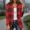 Women's Fashion Plaid Print Long Sleeve Ruffle Open Front Cardigan Outerwear for Everyday Wear