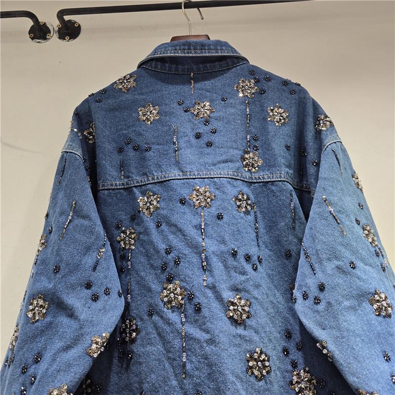 Autumn 2025 European Beaded Denim Jacket: Versatile, Casual, Loose-Fit