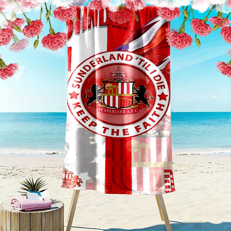 Asciugamano da Spiaggia con Stampa del Logo del Sunderland Association Football Club, Asciugamano Grande Morbido Asciugatura Rapida per Spiaggia Campeggio Nuoto