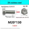 M14-30 304 Stainless Steel Fully Threaded Hex Head Screw Bolt