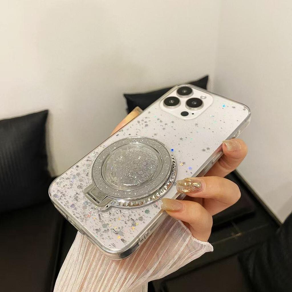 iphone17promax mirror mobile phone case Epoxy glitter Apple 17PRO star glitter quicksand bracket