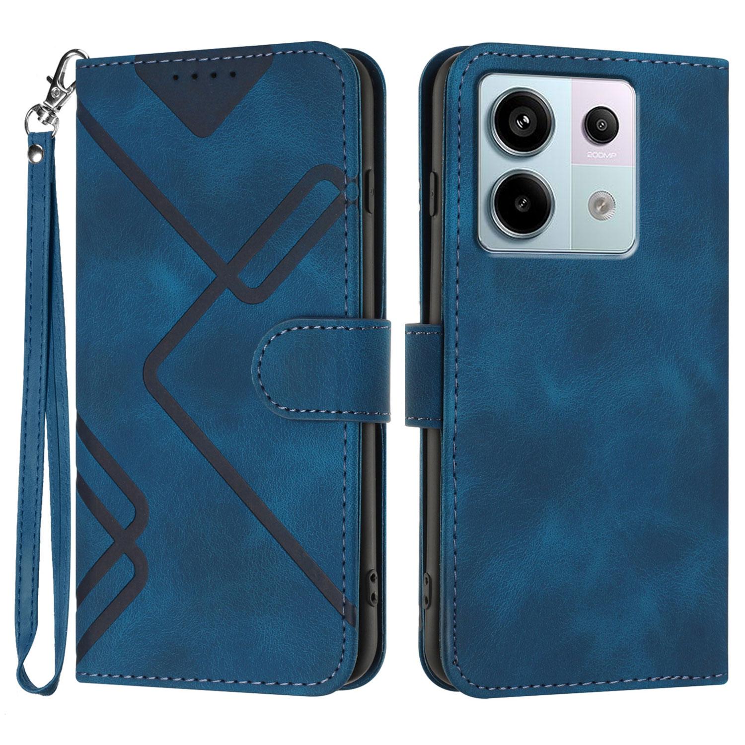 

Для Xiaomi Poco X6 5G/Xiaomi Redmi Note 13 Pro 5G Чохол-гаманець Line Imprinted PU Leather Чохол для телефону зі шнурком C