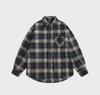 Unisex Japanese Retro Wool Plaid Long-Sleeve Shirt - Autumn/Winter College Style