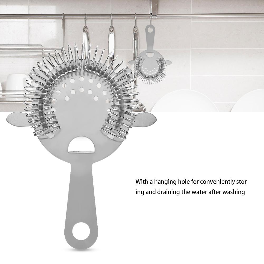 Bar Cocktail Strainer, Stainless Steel Filter Tool With Prongs for Home Restaurant, With Hanging Hole, Essential Bartender Tool for Mixing Drinks