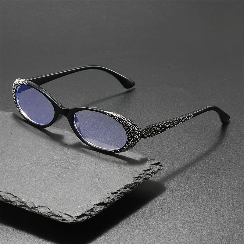Fashionable oval shaped small frame glasses can be paired with prescription glasses suitable for both men and women +400 чёрный