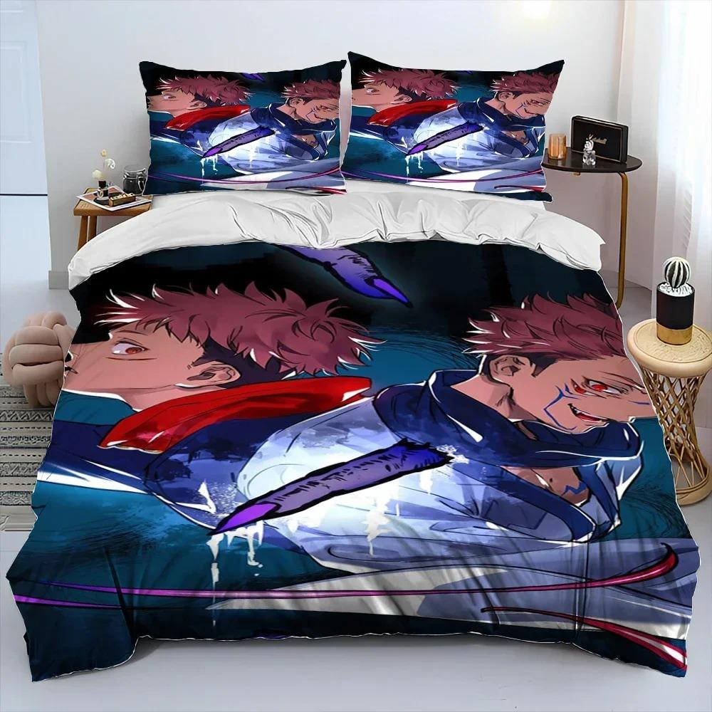 Comforter 3D Jujutsu Kaisen Anime Cartoon Bedding Set 3D Printed Suitable For Bedroom Kids Home Textile