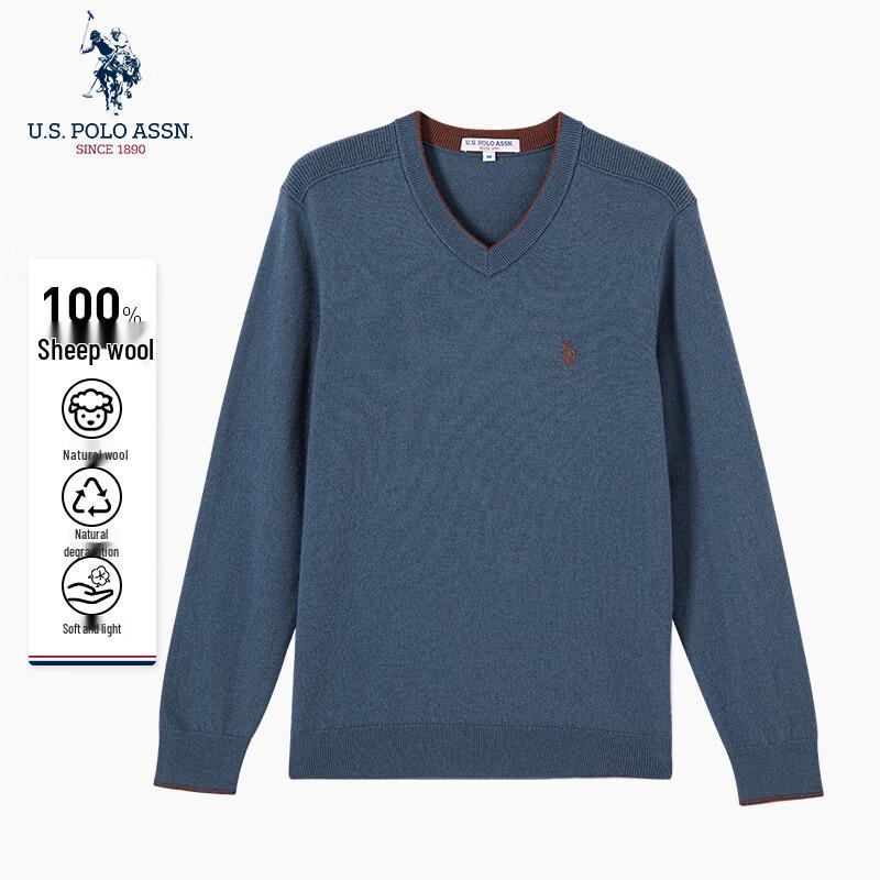 U.S. POLO ASSN. Men s Soft V-Neck Merino Wool Sweater M