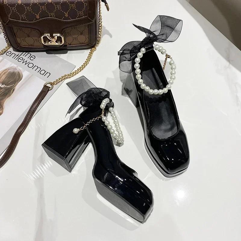 2024 Sko for kvinner Høye hæler Mary Jane Sko Pumps Nye Dame Hvite Dame Hæler Plattformsko Damehæler Zapatos De Mujer