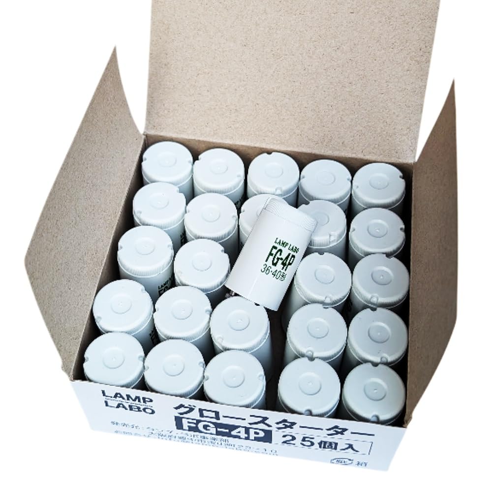 

[High Capacity] Starter Tube FG-4P (40W) P-Type (2-Prong) 25-Pack (Glow Starter, Glow Lamp, Glow Bulb, FG4P, 40W Fluorescent Lamp) (100 Tubes (25