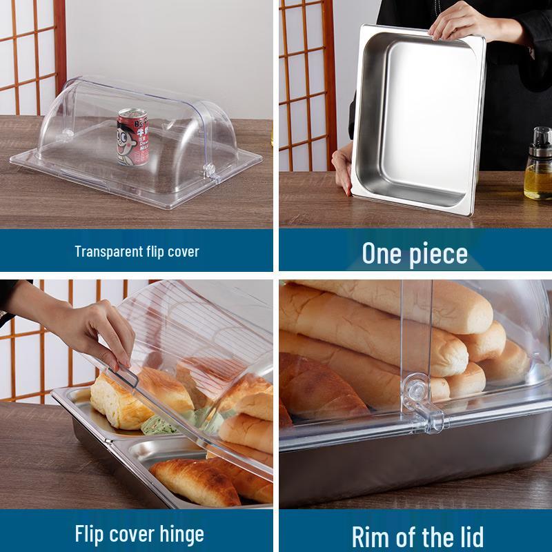 Shengjia Dustproof Stainless Steel Buffet Display Tray with Flip Lid