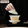 170ML Ancient Method Azure Stone Gaiwan Vintage Three Piece Non Hot Tea Tureen Household Tea Brewing Cover Bowl Drinkware Craft