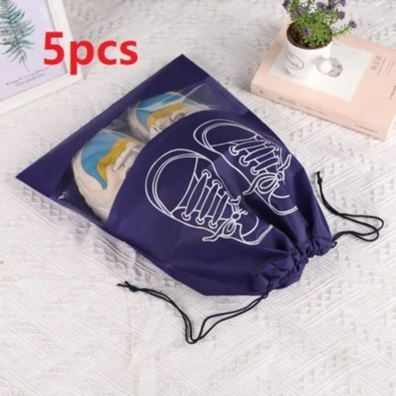 5pcs Shoes Storage Bag Portable Organizer Travel Shoes Bag Transparent Drawstring Shoe Clothes Dustproof Bags Waterproof Pocket