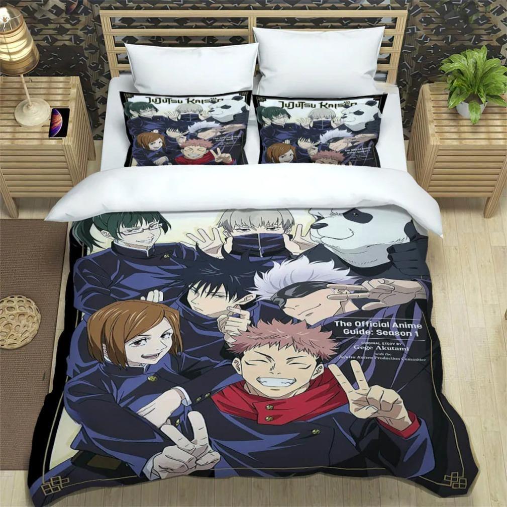 Japan Anime Teenagers Gifts Jujutsu Kaisen Bedding Set Sato Gojo Duvet Cover Sets Twin Queen King Single Size